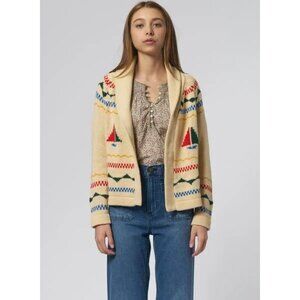 THE GREAT The Sailboat Lodge Shawl Collar Cream Knit Cardigan, Size XS (0)